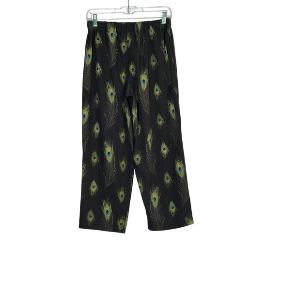 Reclaimed Vintage black feather print pull on pants size Medium - Picture 6 of 9